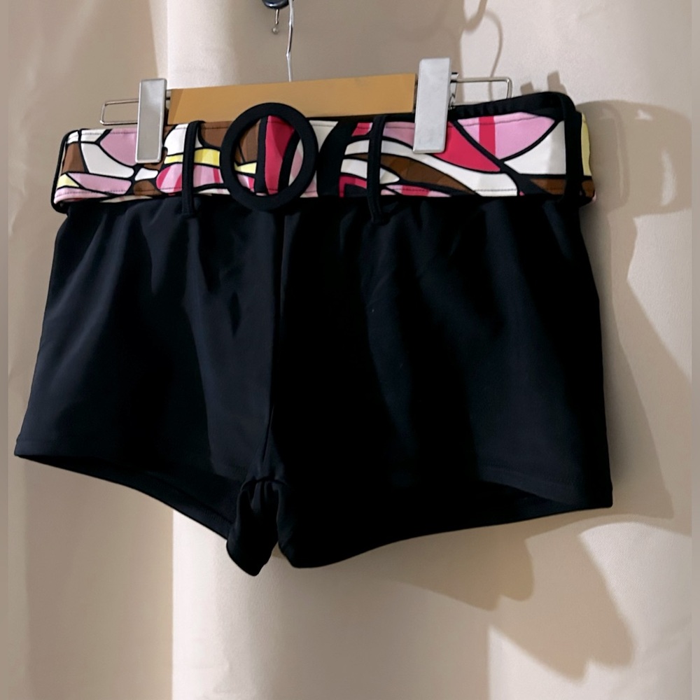 ❤️‍🔥HOST PICK Bikini Bay Black Boy Short Bottoms Multicolour Belt Size 12